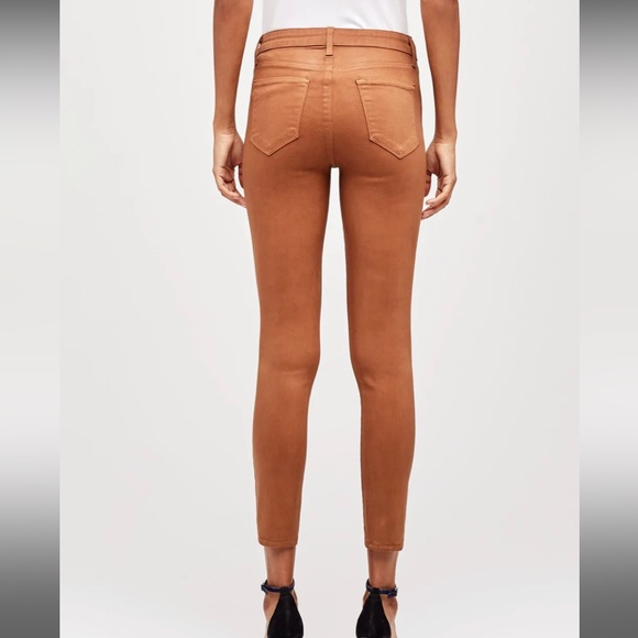 L’AGENCE marguerite topstitch detail coated skinny jeans Java/natural high rise - Picture 2 of 11